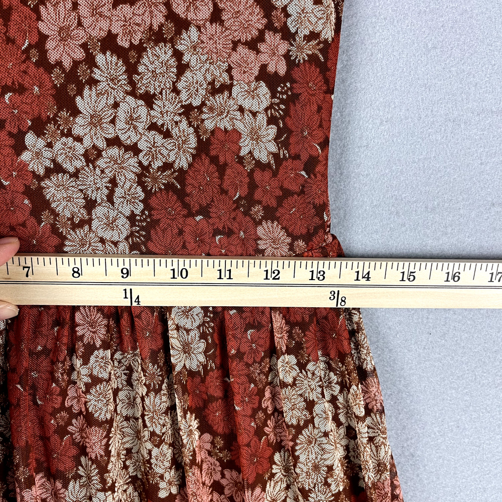 Whimsy Fairy Floral Mesh Dress Women Medium Sheer Pleated Midi Y2K Boho Peasant - Picture 8 of 16